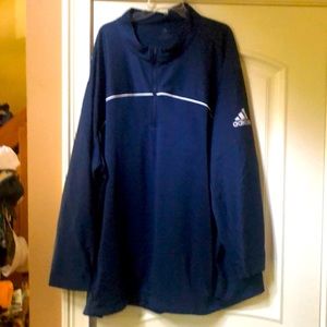 Navy Blue with white piping and adidas logo on sleeve